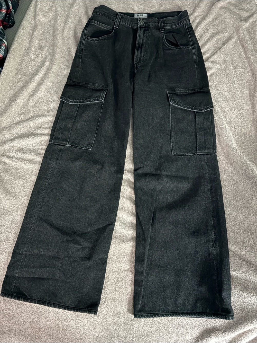 Agolde Black Wide-Leg Cargo Pants